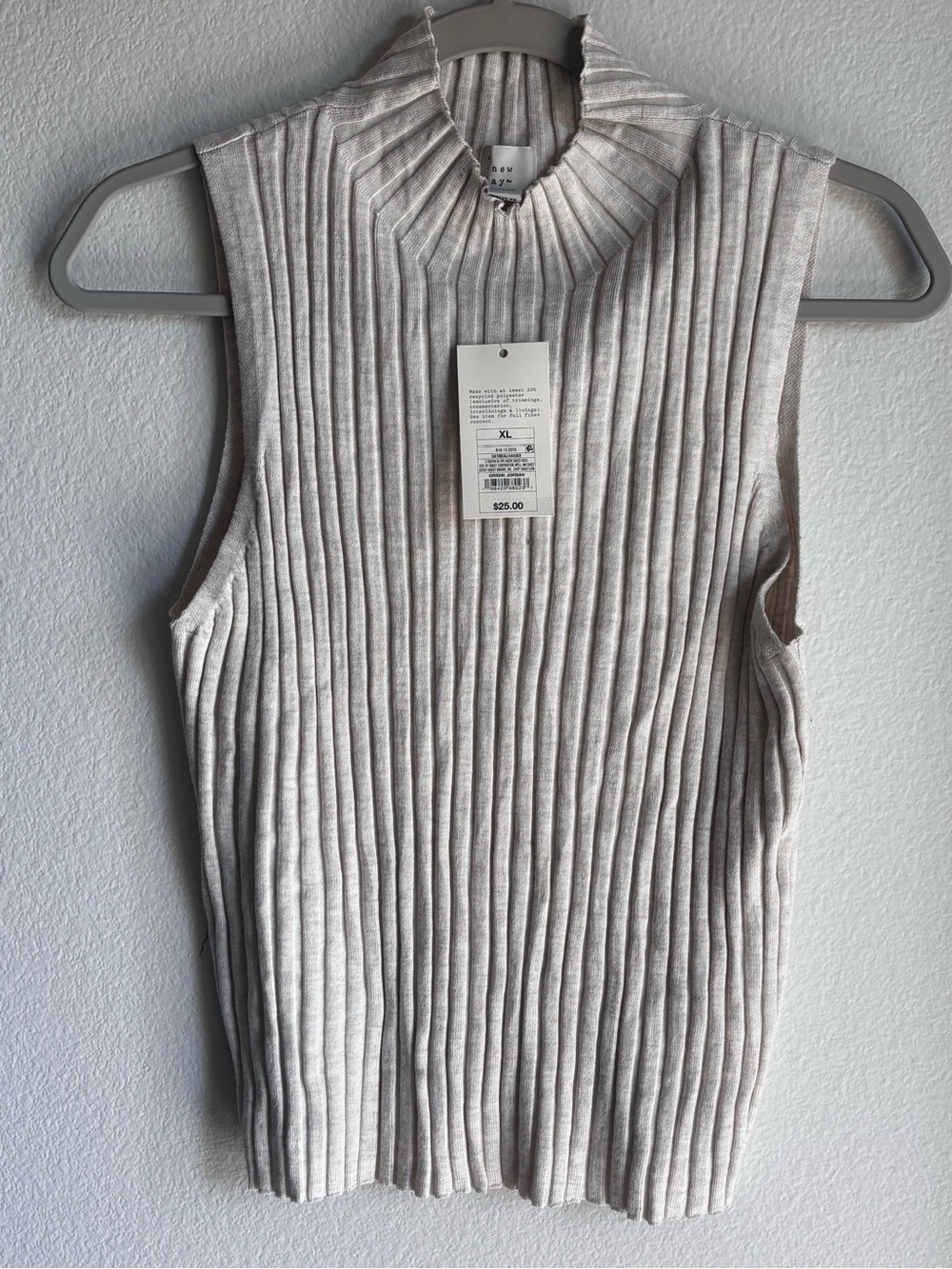 A New Day Sleeveless Ribbed Mock Neck Tank - Light Beige